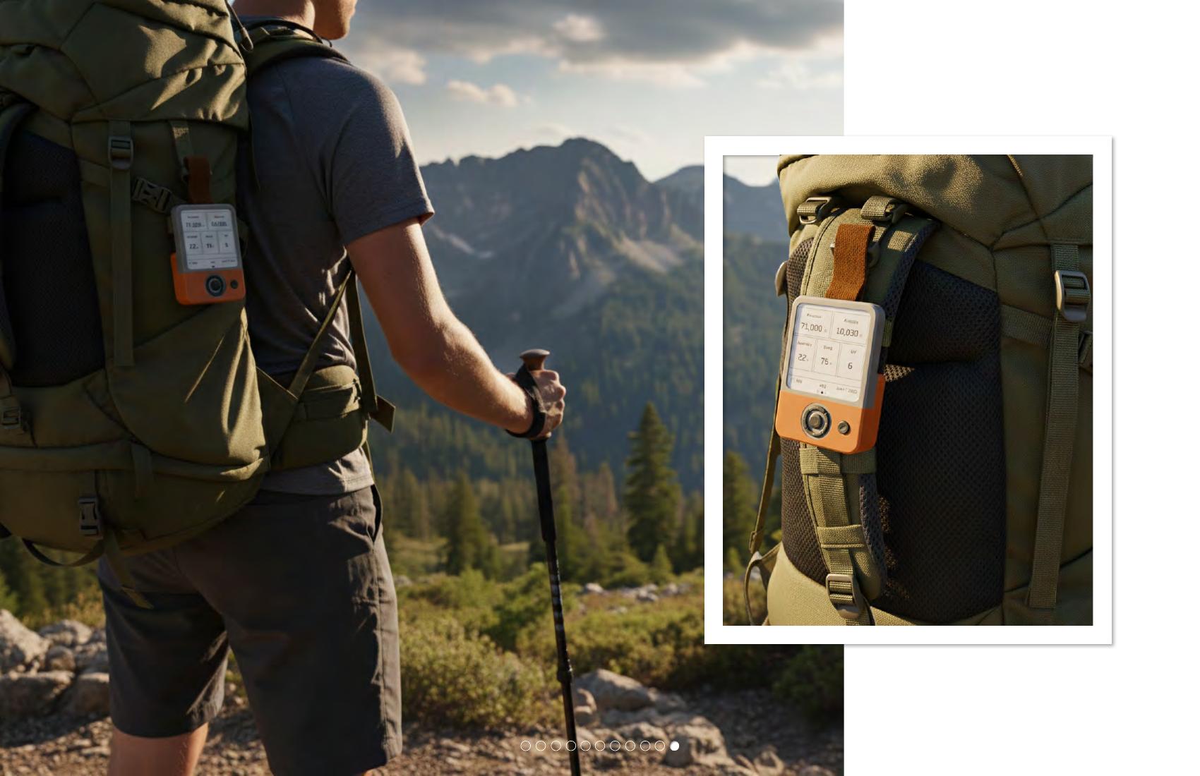 Stratus in use on a backpack during a hike